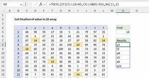 Get location of value in 2D array