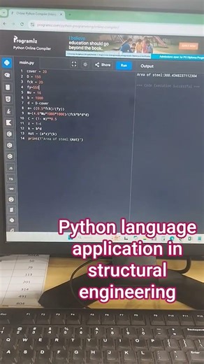 Python language application in structural engineering