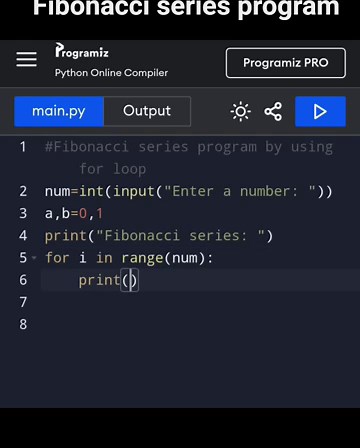 Fibonacci series program by using (for loop)-python #coding #python #pythoncoding