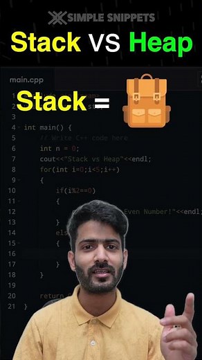 Stack vs Heap Memory | #memory #stack #heap #dsa