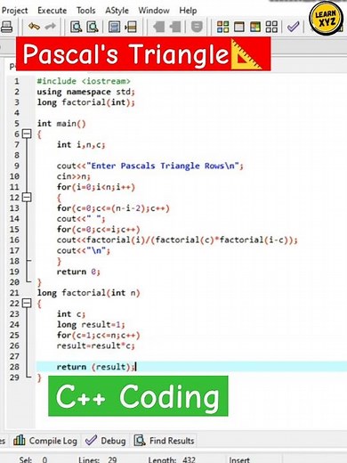 Visualizing Pascal's Triangle in C++