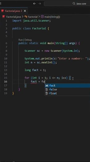 Factorial of a Number in Java