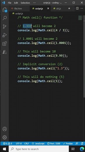 JavaScript Math ceil() method - JavaScript Tutorial for Beginners