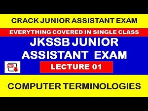 Lecture No. 1 - Computer Terminologies for Jkssb Junior Assistant Exam || BASICS OF COMPUTER