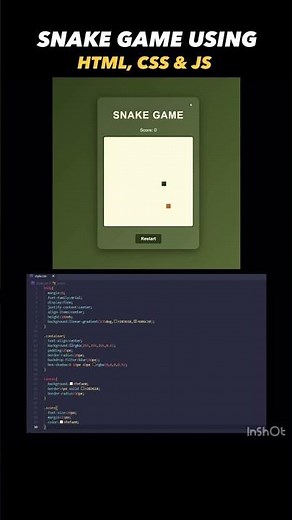 Classic Snake Game in JavaScript | Beginner Project. Comment for Code #coding #javascript #frontend