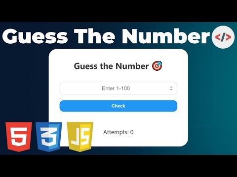 ✨ Guess the Number (1–100) | Clean UI Mini Game in HTML CSS JS