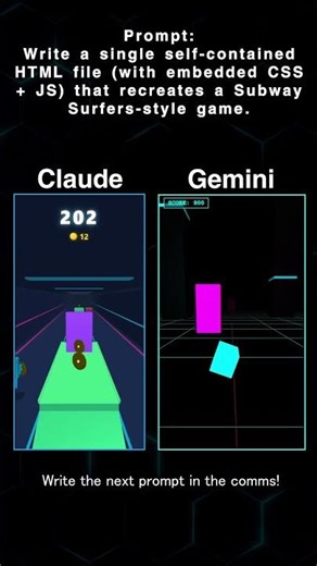 Claude vs Gemini — Subway Surfers–Style Game (HTML/CSS/JS)