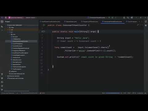 Java Stream API Program: Count Vowels & Consonants in a String | Interview Question