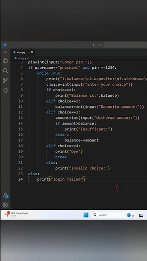 I create a ATM machine system FAST in 2 MINIUT using python #PythonProject #PythonMiniProject