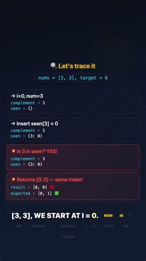 This mistake fails Two Sum instantly #shorts #coding #interview
