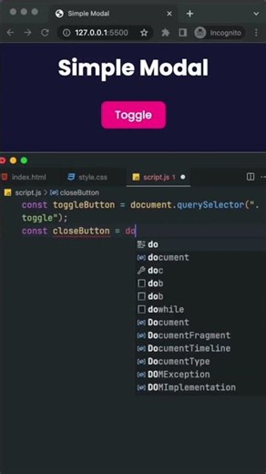 Simple Modal in #JS and #CSS