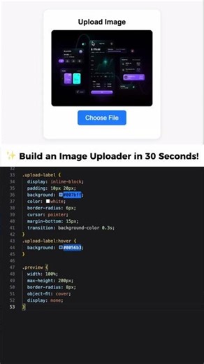 The EASIEST Image Uploader You’ll Ever Code! 🔥 #WebDevShorts #htmlcssjs #codingshorts #viral #coding
