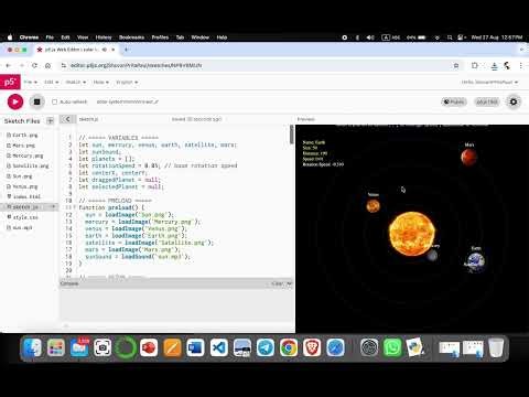 Interactive Solar System Simulation | Multimedia & Animation Sessional (JavaScript & p5.js)