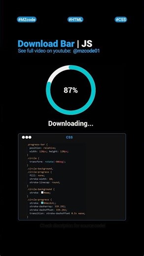 🚀 Build a Animated Progress Bar with HTML, CSS & JavaScript | mzcode01 #coding #css #js #webdesign