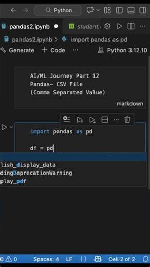 AI/ML Journey Part 12 #reels #shorts #machinelearning #ai #python