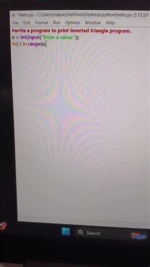 🐍 Python Pattern Magic ✨ | Inverted Pyramid Program 🔻 Explained Step-by-Step 💻🔥