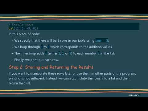 Creating an Addition Table Function in Python