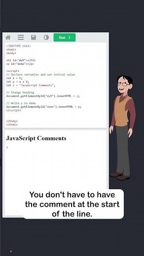 JavaScript Comments - Part 2 - Single Line Comments - #w3schools #javascript #programming