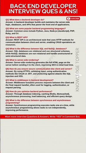 Back End Developer Interview Questions and Answers