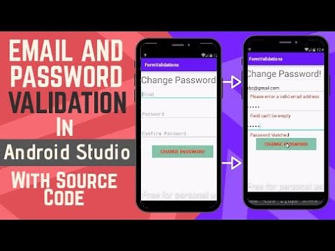 Email and password/confirm password validation in android studio with source code