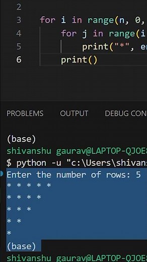 pattern problem in python | how to print star pattern ( python for beginners )#python #pattern