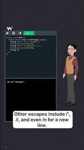Java Strings - Part 4 - Special Characters - #w3schools #java #programming