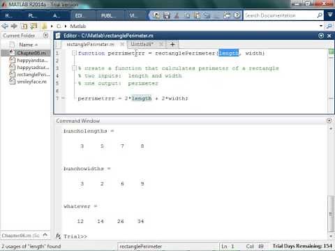 Creating Area and Perimeter Functions in Matlab