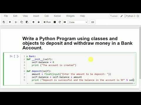 Python Program using classes and objects to deposit withdraw money in Bank Account by Mahesh Huddar