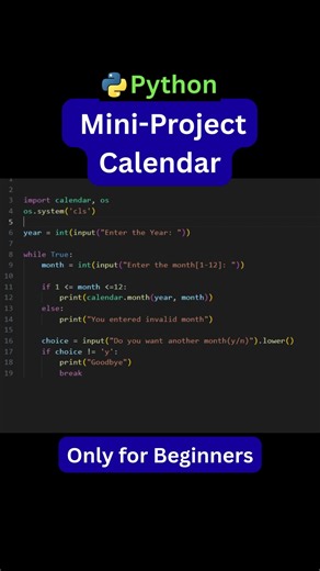 Python Mini Project: Calendar Program Explained #python