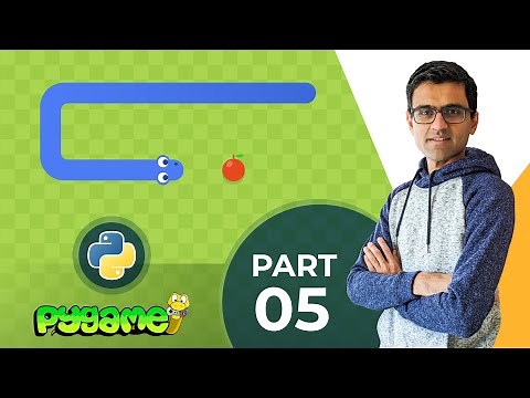 Snake and apple game in python pygame - 5. Snake eats apple, find score | Python project tutorial