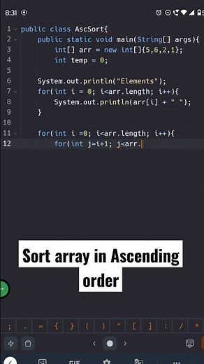 sort an array in Ascending order in java | Pahadi Coder