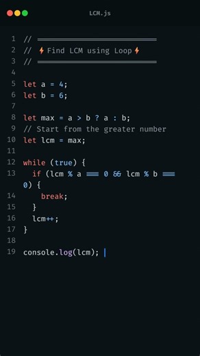 Find LCM of Two Numbers in JavaScript (Loop Logic)