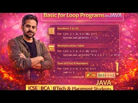 For Loop Basic Programs in Java | Logic Building for Beginners