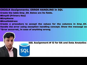ExcelR Assignment Solution for BA and Data Analytics. SQL Assignment 12 - ERROR HANDLING in SQL