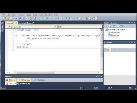 Visual Basic Tutorial - 89 - Random Number Generator