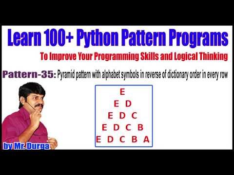 Learn 100+ Python||35:Pyramid pattern with alphabet symbols in reverse of dictionary order