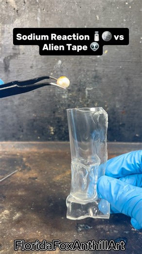 Sodium Reaction 🧂🪙 vs Alien Tape 👽 #Satisfying #Experiment #Science #ASMR #sodiummetal