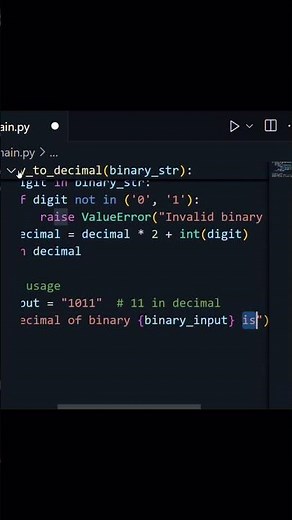 Binary to Decimal Conversion in Python | Python Coding for Beginners | Python Program #14 #shorts