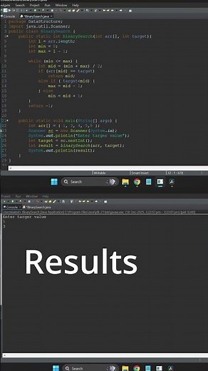 Binary Search Code + Output in Java 👨‍💻✨