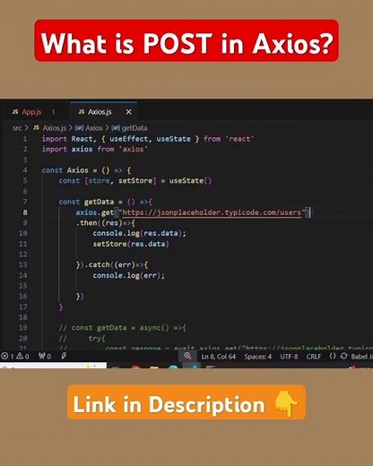 what is POST method in Axios | Axios Post method in react js #shorts #axios #interview #shortvideo