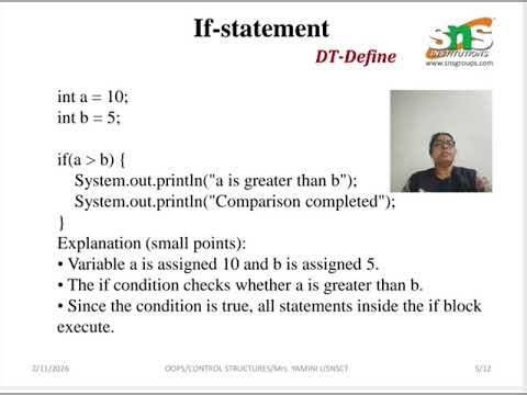 Control Structures | OOPS Using JAVA |SNS Institutions