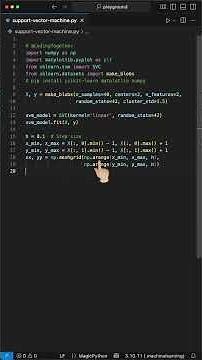 Support Vector Machine (SVM) in Python. Train on 2D data and plot decision boundary #coding #python