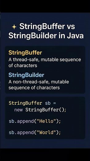 StringBuffer & StringBuilder in Java 4.8 #🍵 #java #buffer #builder #javaprogramming #rahulgenai