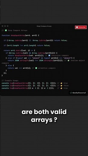 How to Deep Compare Arrays in JavaScript | Quick JS Tip | #shorts #javascript