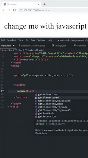 how to change text of a html paragraph tag using JavaScript