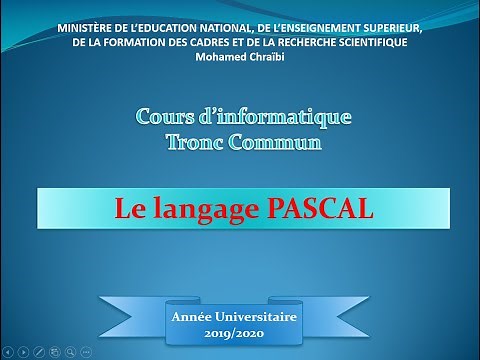 Initiation au langage Pascal - Tronc Commun Informatique