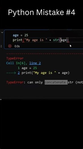 "Python Mistake #4 - TypeError Fix Every Beginner Must Know"
