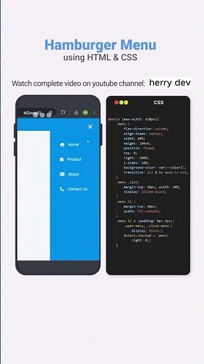 🍔 Hamburger Menu 2025! 💻✨ | Modern HTML/CSS & JS Design in 60 Seconds