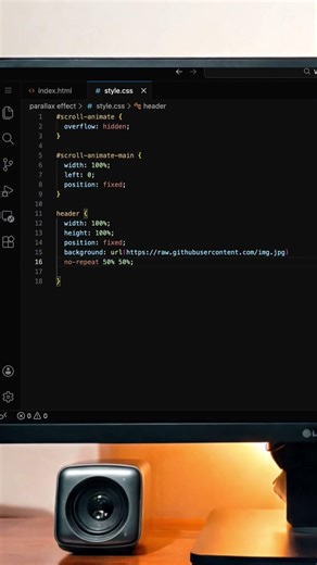 Parallax effect with HTML CSS & JavaScript in 30 seconds #coding #html
