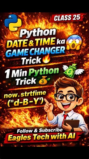 👉 Class 25 : Set Date Time Format in python DateTime Module in 60 Seconds ⚡ (Full Magic)